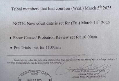 Omaha Tribal Court New Court Date